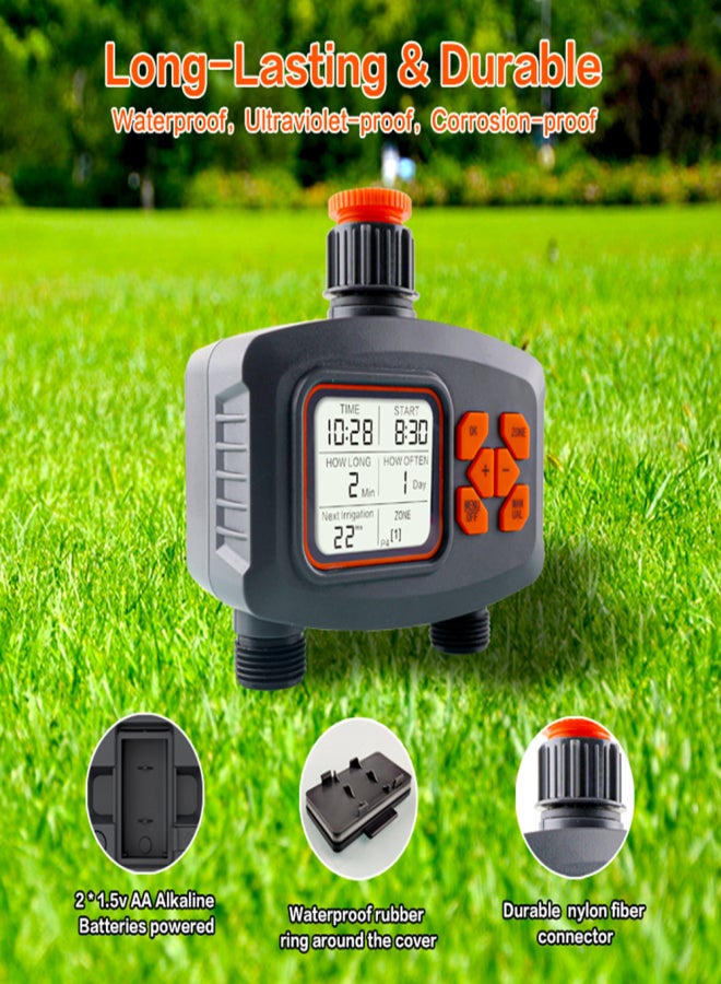 Generic Water Timer for Garden Hose Smart Sprinkler Timer 2 Outlets Large LCD Screen Programmable Irrigation Timer for Yard Lawn Automatic/Manual Outdoor Watering Timer  - Image 5