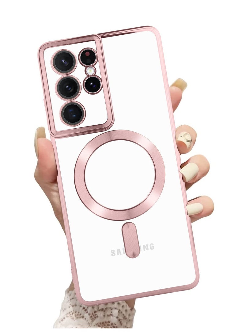 BORTONY Samsung Galaxy S21 Ultra Case Magsafe Case Support Wireless Charging Electroplated S21 Ultra Case Soft TPU Shockproof Camera Lens Protective Case for Samsung Galaxy S21 Ultra - Image 1
