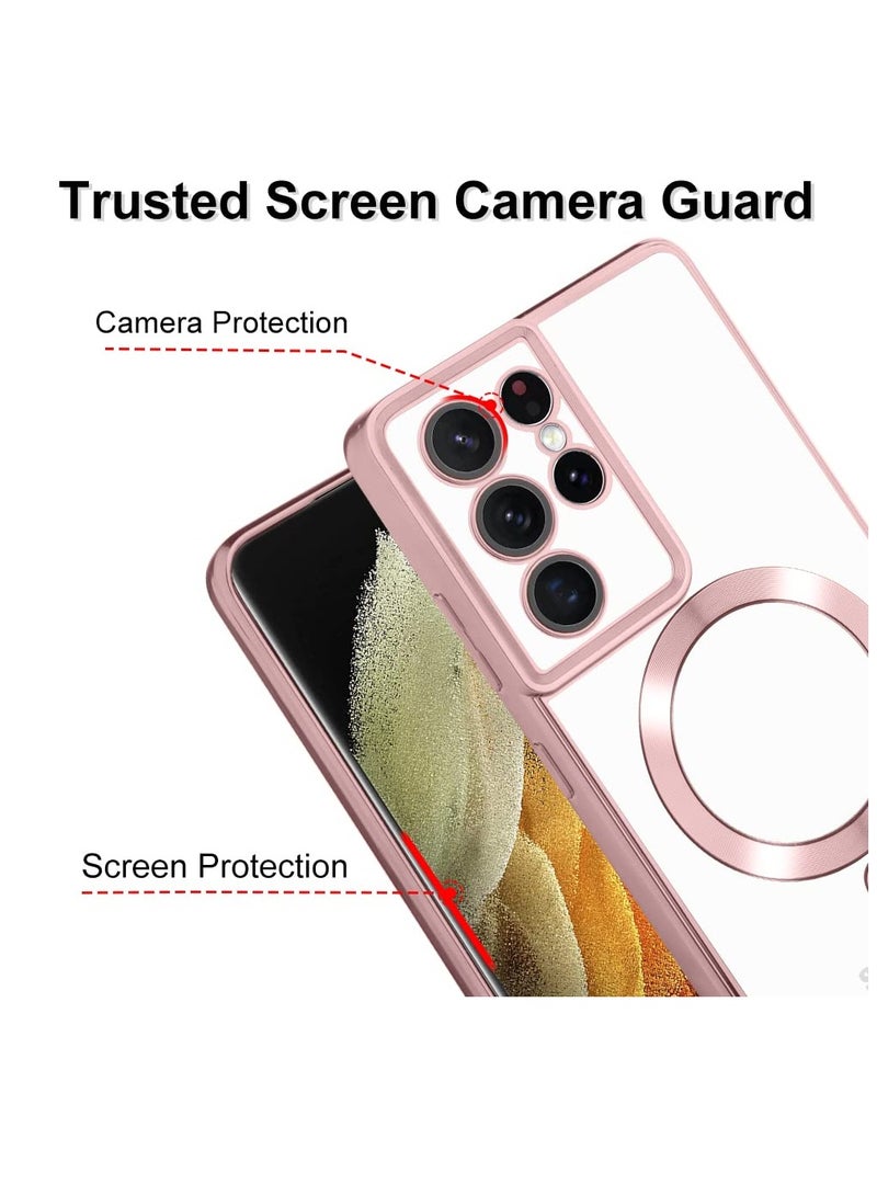 BORTONY Samsung Galaxy S21 Ultra Case Magsafe Case Support Wireless Charging Electroplated S21 Ultra Case Soft TPU Shockproof Camera Lens Protective Case for Samsung Galaxy S21 Ultra - Image 5