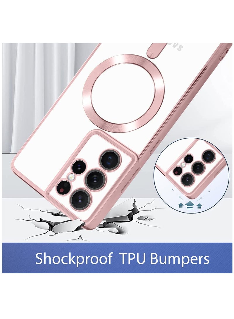 BORTONY Samsung Galaxy S21 Ultra Case Magsafe Case Support Wireless Charging Electroplated S21 Ultra Case Soft TPU Shockproof Camera Lens Protective Case for Samsung Galaxy S21 Ultra - Image 3