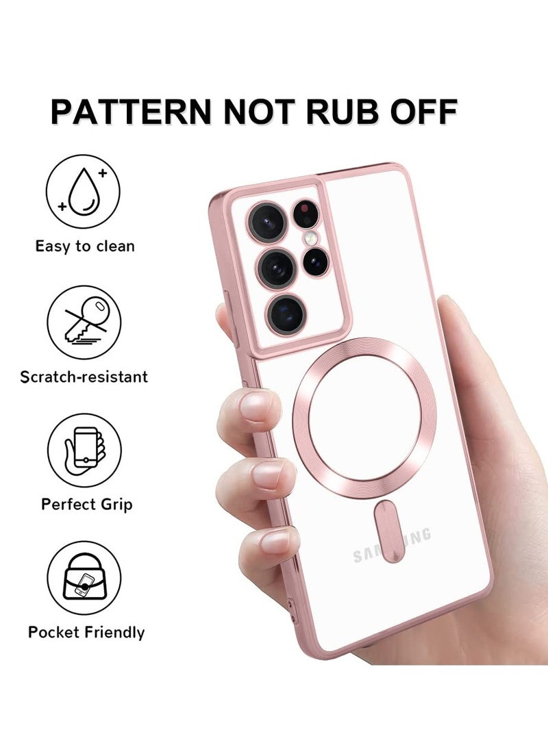 BORTONY Samsung Galaxy S21 Ultra Case Magsafe Case Support Wireless Charging Electroplated S21 Ultra Case Soft TPU Shockproof Camera Lens Protective Case for Samsung Galaxy S21 Ultra - Image 4