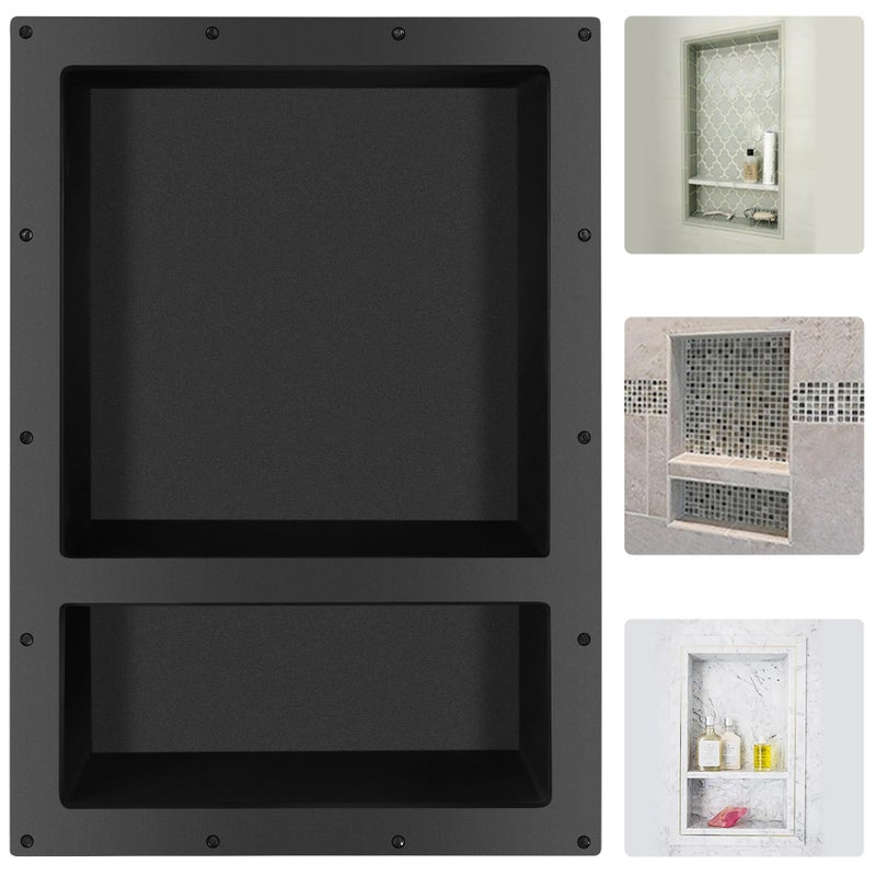 رف دش سوتيك 17 × 25 × 38 جاهز للبلاط رف دش مدمج لتخزين الحمام تصميم حديث لرف مربع مستطيل للتنظيم
