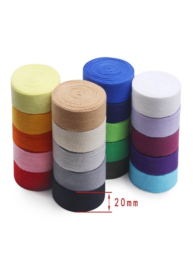 SEMINI 3/4'' Wide 21 Mixed Color 42 Yards Twill Cotton Ribbon Herringbone Bias Tape Natural Webbing Tape for Sewing Binding Gift Wrapping DIY Crafts Sewing Home Decoration (3/4inch(2cm)) - Image 2