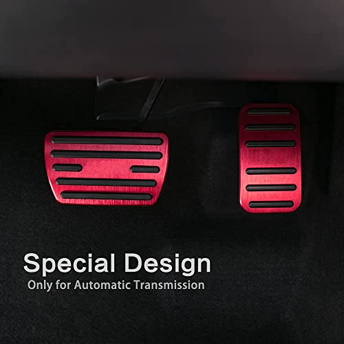 Thenice دواسات القدم المضادة للانزلاق من Thenice من الألمنيوم لنقل الحركة الأوتوماتيكي - دواسة الفرامل ودواسة التسارع بدون حفر متوافقة مع هوندا سيفيك CR-V بايلوت باسبور إنسايت أوديسي HR-V - أحمر - Image 2