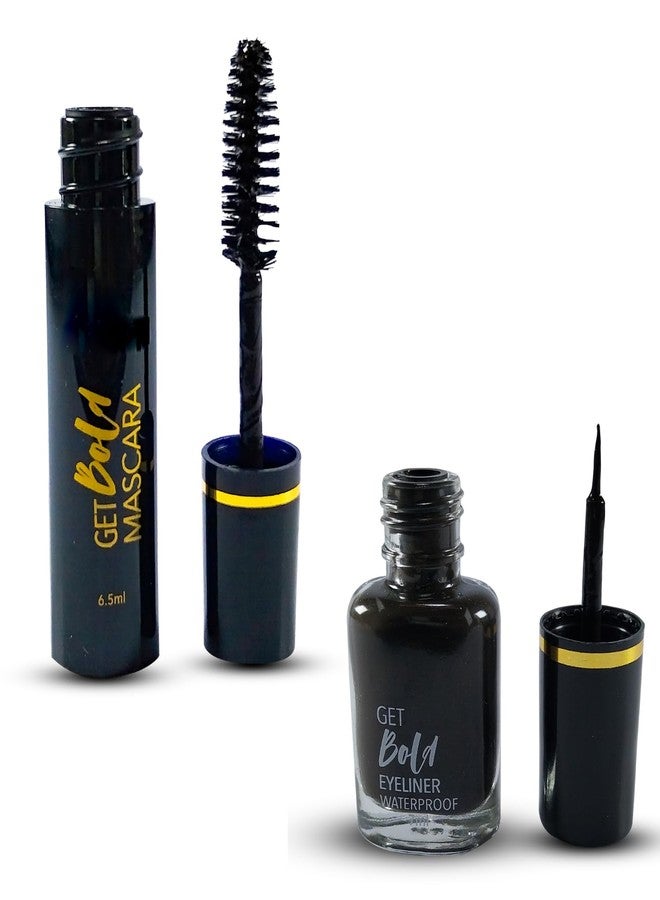 Bold Byte مجموعة ماسكارا وكحل عيون | عبوة من قطعتين - ماسكارا ماجيكلاينر سائلة (7.5 مل) + كحل عيون جل مطفي (7 مل) | مكياج عيون مقاوم للماء، لا يتلطخ، سريع الجفاف، ويدوم طويلاً للنساء والفتيات - Image 1