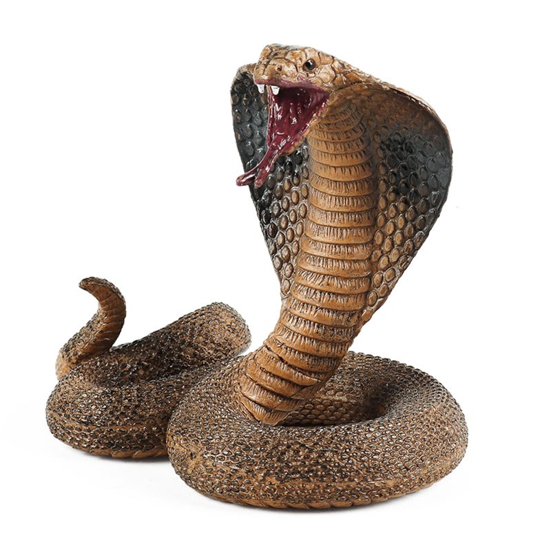 EOIVSH Realistic King Cobra Toy Fake Snake Toy Figurine Wild Life Safari Animal Figure for Kids Great for Garden Decor Scary Birds Halloween Prank Props