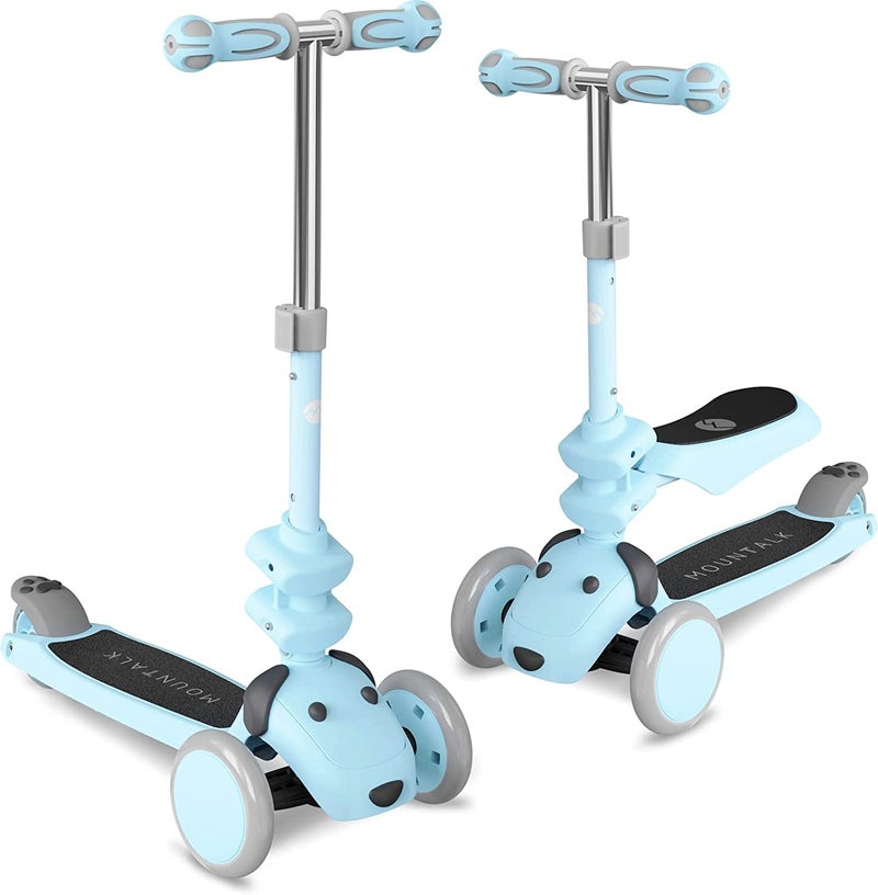 Mountalk Toddler ScooterBalance Bike 3 Wheels Scooter with Seat Ride On Toys for Girls and Boys 16 Years 2 in 1 Blue