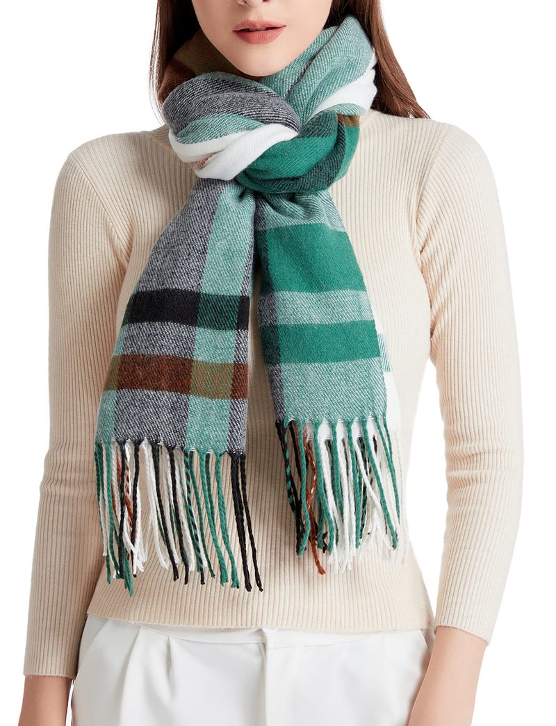 Wander Agio Womens Fashion Long Shawl Big Scarves Grid Winter Warm Large Plaid Scarf Coffee Green 14 - Image 2