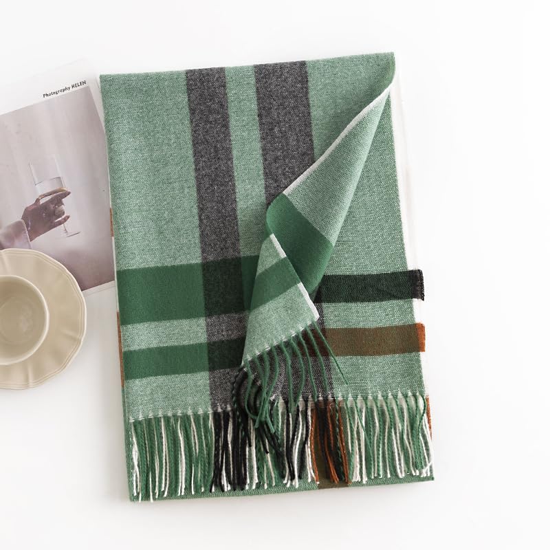 Wander Agio Womens Fashion Long Shawl Big Scarves Grid Winter Warm Large Plaid Scarf Coffee Green 14 - Image 4