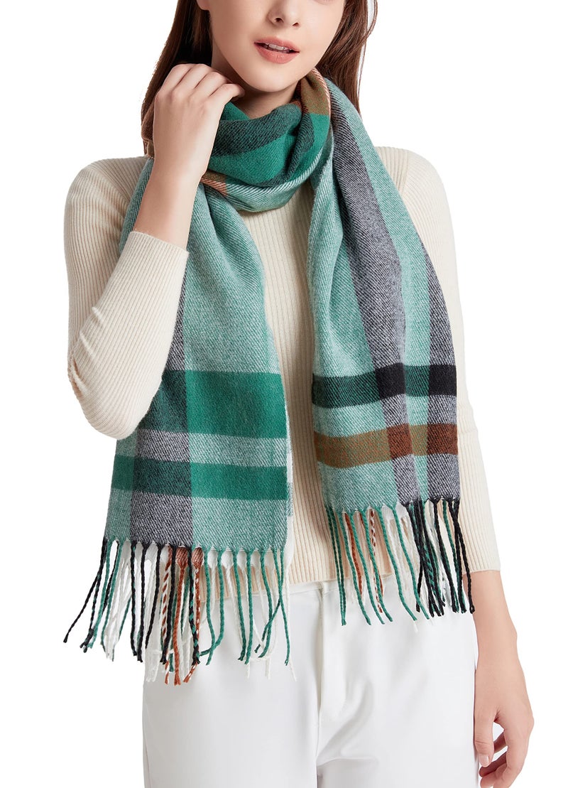 Wander Agio Womens Fashion Long Shawl Big Scarves Grid Winter Warm Large Plaid Scarf Coffee Green 14 - Image 3