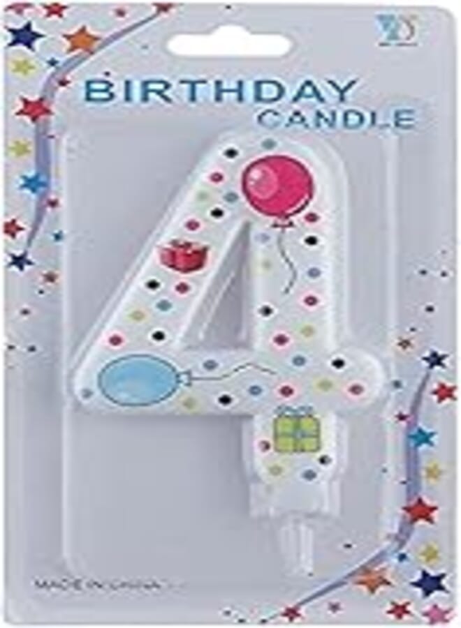 HX Number 4 Shaped Candle for Birthday Parties - Multi Color