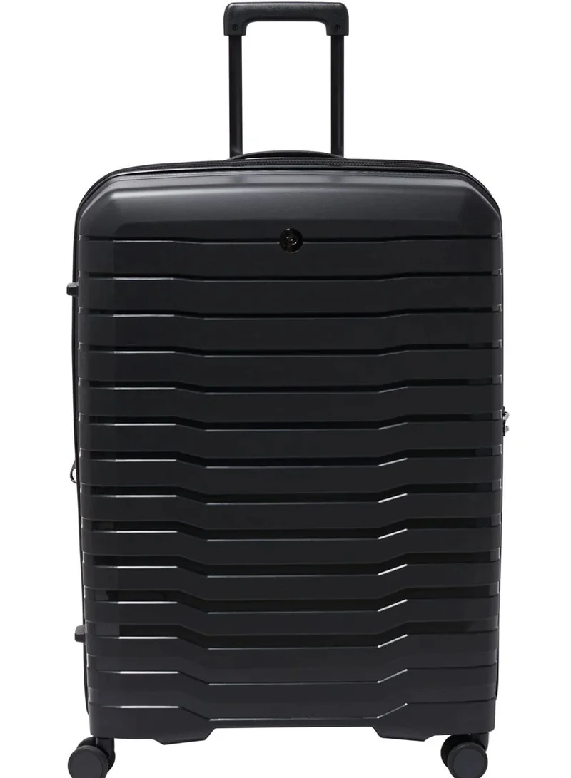 Echolac Black Lordnorth 3-Piece (58+68+77 Cm) Hardcase 4-Double Wheeled Expandable Luggage Trolley Set - Black  | Best Price UAE
