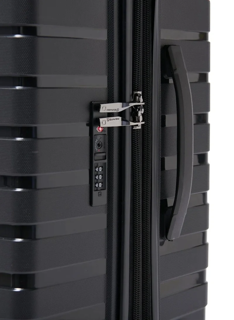 Echolac Black Lordnorth 3-Piece (58+68+77 Cm) Hardcase 4-Double Wheeled Expandable Luggage Trolley Set - Black  | Best Price UAE