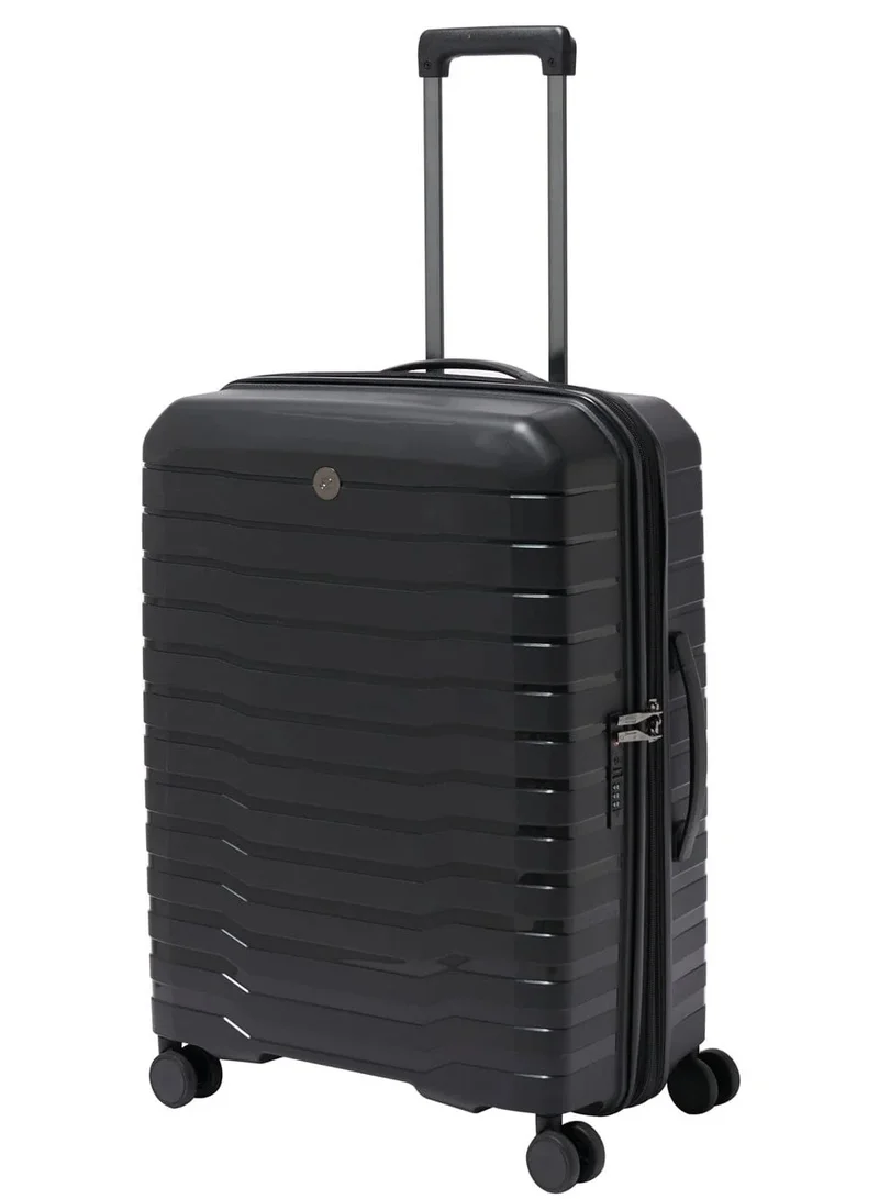 Echolac Black Lordnorth 3-Piece (58+68+77 Cm) Hardcase 4-Double Wheeled Expandable Luggage Trolley Set - Black  | Best Price UAE