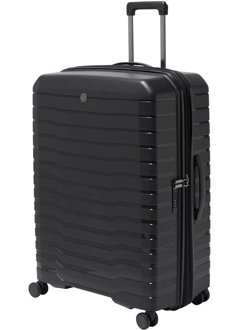 Echolac Black Lordnorth 3-Piece (58+68+77 Cm) Hardcase 4-Double Wheeled Expandable Luggage Trolley Set - Black  | Best Price UAE