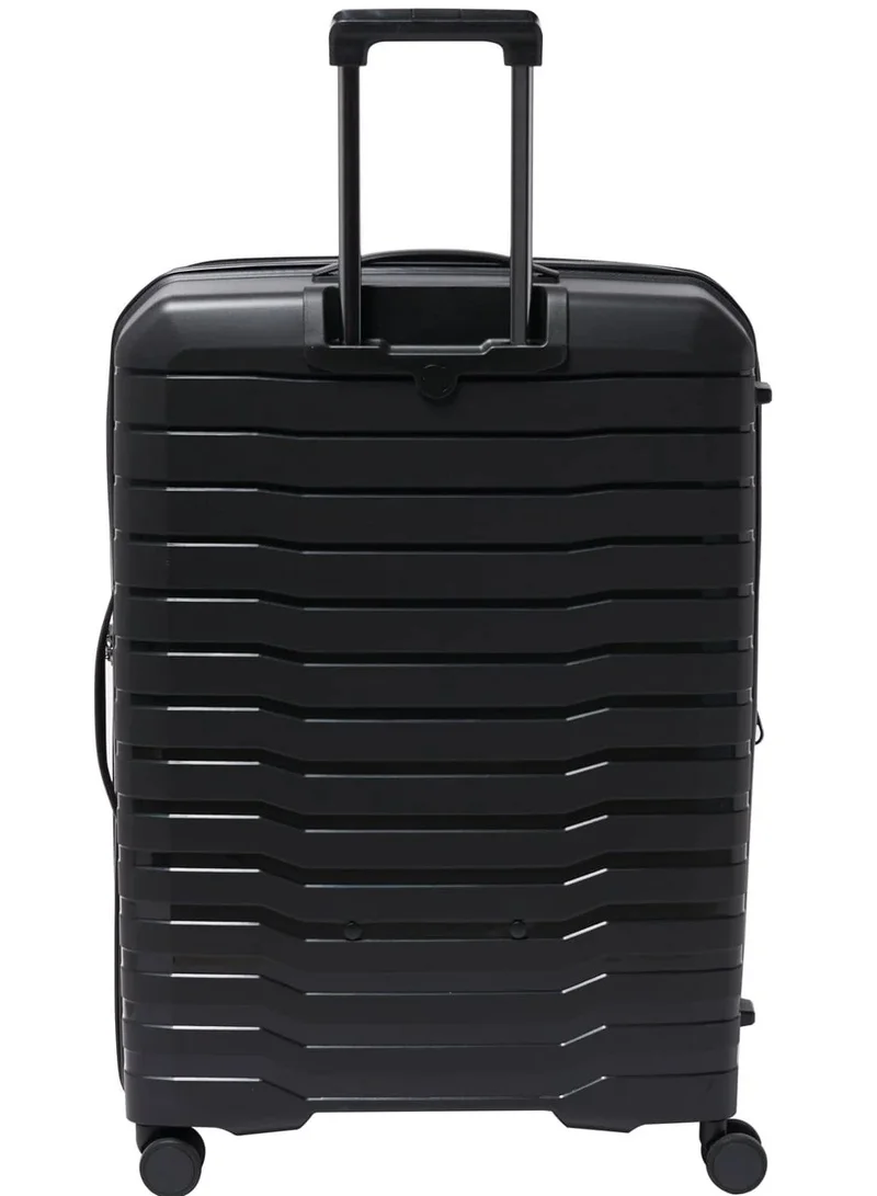 Echolac Black Lordnorth 3-Piece (58+68+77 Cm) Hardcase 4-Double Wheeled Expandable Luggage Trolley Set - Black  | Best Price UAE