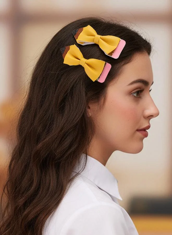 Take Two Set of 2 - Pencil Style Bow Hair Clips