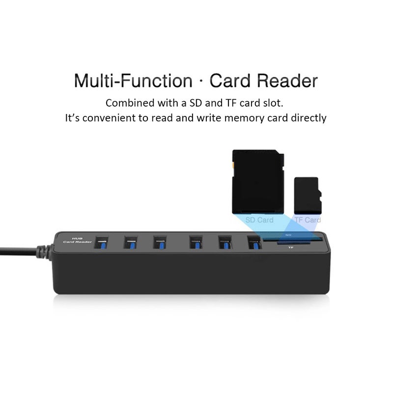 موزع USB JDL-HSD5 مع واجهة متعددة مدخلات 3/6 منافذ اختيارية USB 2.0 عالي السرعة صغير قارئ بطاقات SD TF 2 في 1 لأجهزة الكمبيوتر المحمولة - Image 2