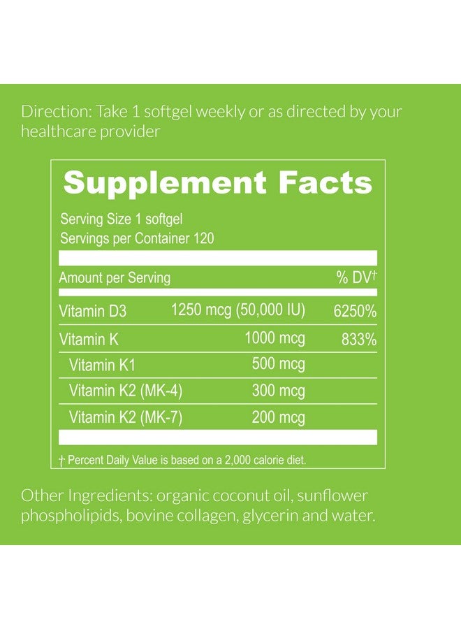 UpNourish Liposomal Vitamin D3 50000 IU (Vitamina D3 de 50000) with 1000 mcg Vitamin K, High Dose Vitamin D3 K2, Vitamin D 50000 IU with K1, K2 MK-4 and MK-7, 120 Mini Softgels - Image 4