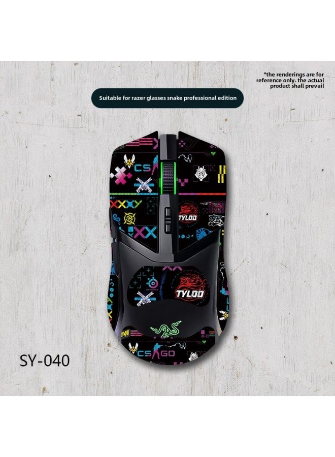 Suitable For Thundersnake Cobra Mouse Anti-Slip Sticker Professional Edition Full Bag With Back Sticker Sweat Absorbing Anti-Slip Lizard Skin For Wholesale-Color:Razer Cobra-SY-040 Team Print/black Diamond-all Inclusive  - Image 1