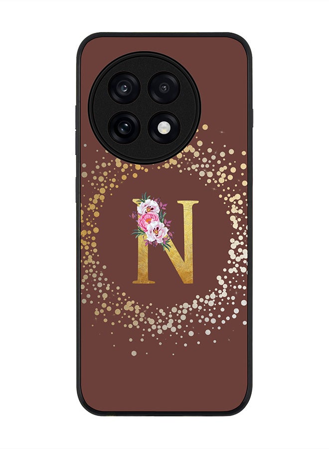 Stylizedd For OnePlus 13R / Ace 5 Pro Case,Slim fit Camera Protection, Shockproof Thin Phone cover  - Custom Monogram Floral - N  (Brown )