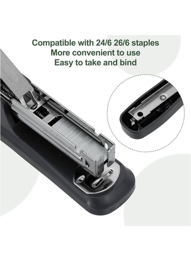 ترو كولور دباسة مكتبية مع علبتين مجانيتين من الدبابيس، سعة 20 صفحة، دباسة مكتبية، دباسة للفصول الدراسية، دباسة بسيطة محمولة للوازم المكتبية للفصول الدراسية، لون أسود - Image 4
