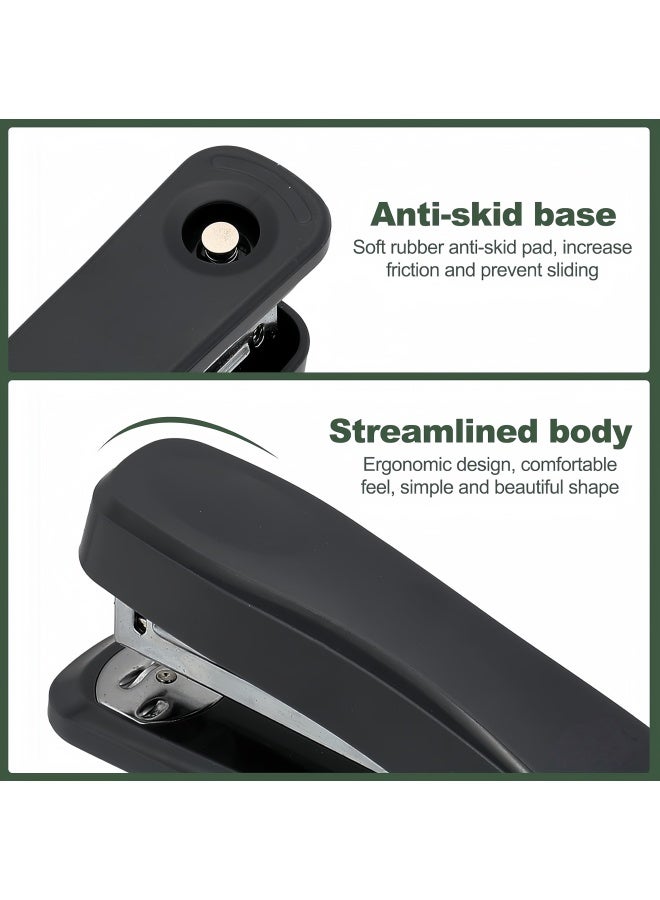 ترو كولور دباسة مكتبية مع علبتين مجانيتين من الدبابيس، سعة 20 صفحة، دباسة مكتبية، دباسة للفصول الدراسية، دباسة بسيطة محمولة للوازم المكتبية للفصول الدراسية، لون أسود - Image 2