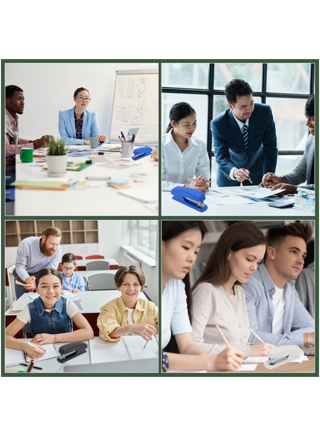 ترو كولور دباسة مكتبية مع علبتين مجانيتين من الدبابيس، سعة 20 صفحة، دباسة مكتبية، دباسة للفصول الدراسية، دباسة بسيطة محمولة للوازم المكتبية للفصول الدراسية، لون أسود - Image 5