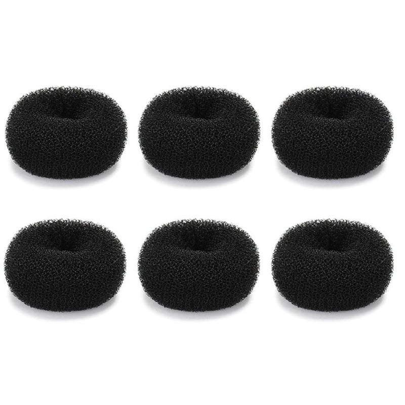 SQULIGT Extra Small Hair Bun Maker for Kids, 6 PCS Chignon Hair Donut Sock Bun Form for Girls, Mini Hair Doughnut Shaper for Short and Thin Hair (Small Size 2 Inch, Black) - Image 1