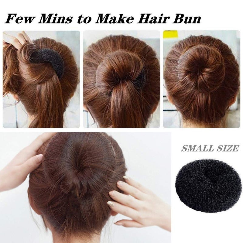 SQULIGT Extra Small Hair Bun Maker for Kids, 6 PCS Chignon Hair Donut Sock Bun Form for Girls, Mini Hair Doughnut Shaper for Short and Thin Hair (Small Size 2 Inch, Black) - Image 4