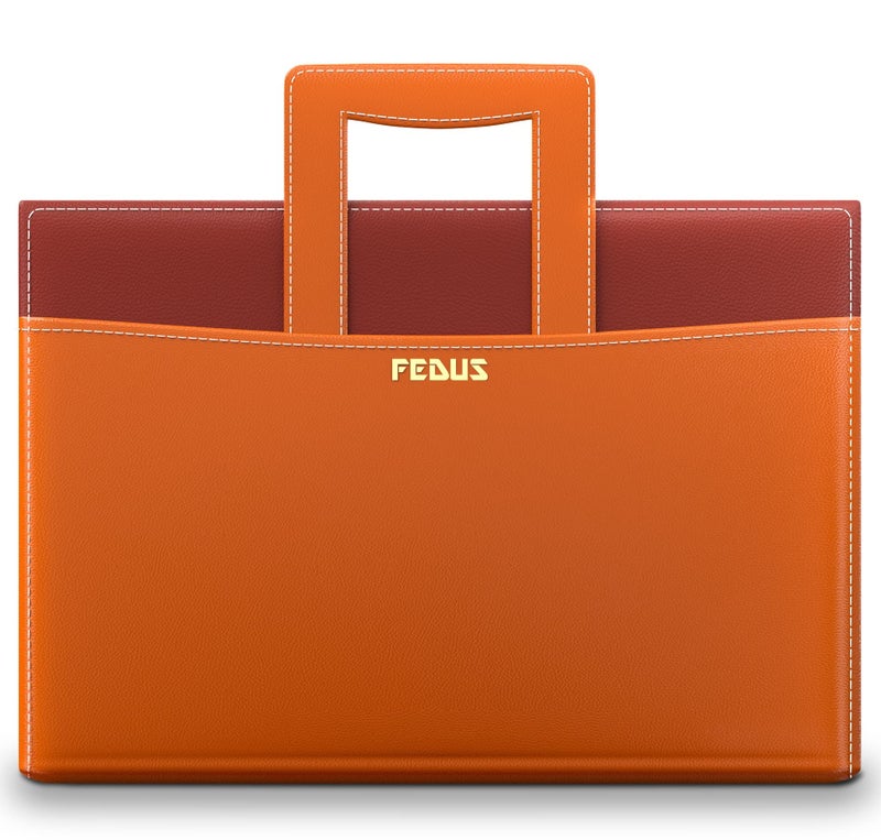 FEDUS Files for Documents 30 Leafs Foolscap Size (Bigger Than A4 Size) 4 Ring File with Hidden Handle Multipurpose Leatherette Portfolio Professional Executive Document File Folder for certificates - Image 1