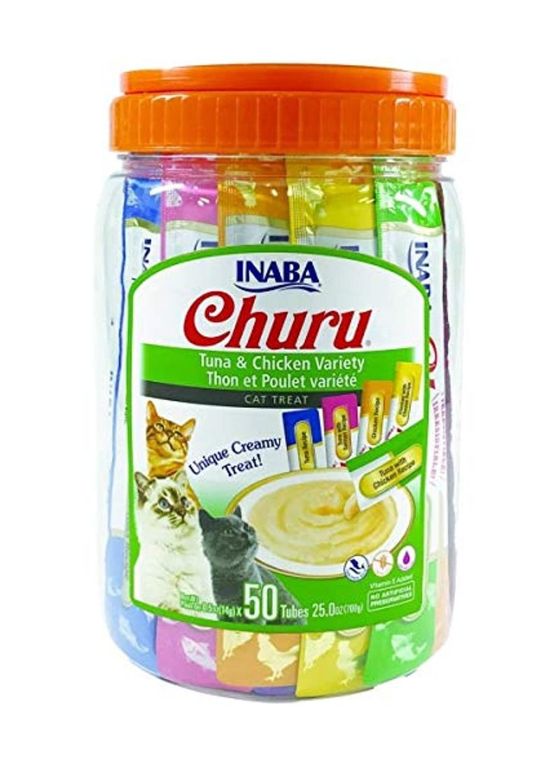 INABA Tuna and Chicken Varieties Flavor Treats for Cat Pack of 50 Pieces - Image 1