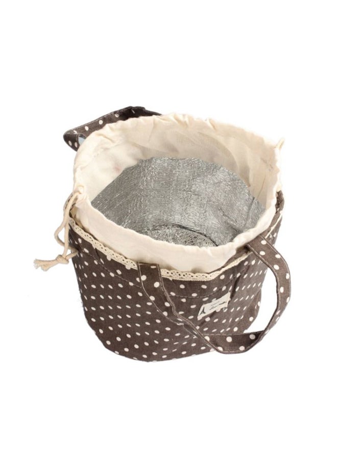 CYTHERIA Polka Dots Insulated Lunch Bag Brown - Image 2