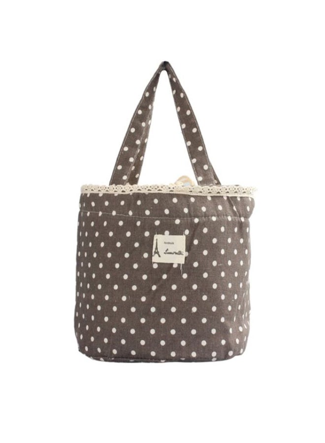 CYTHERIA Polka Dots Insulated Lunch Bag Brown - Image 3