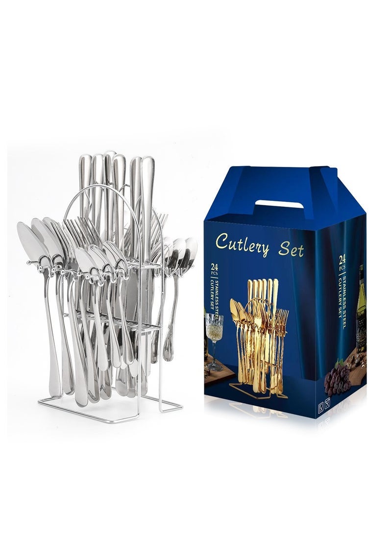 general 24 Piece Hanging Cutlery Gift Box Set, Stainless Steel Knife, Fork & Spoon 6 Pieces, Family Cutlery Set for Kitchen, Dining Room, Wedding, Gifts, Bar - Image 1