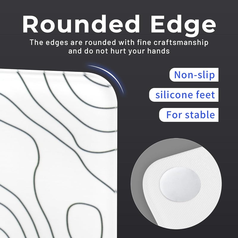GMKWTL Glass Mousepad for Gaming, White Topographic Hard Gaming Mouse pad, Professional Large Mouse Mat 410mm*310mm, Special Glass Surface with Improved Precision and Speed - Image 5