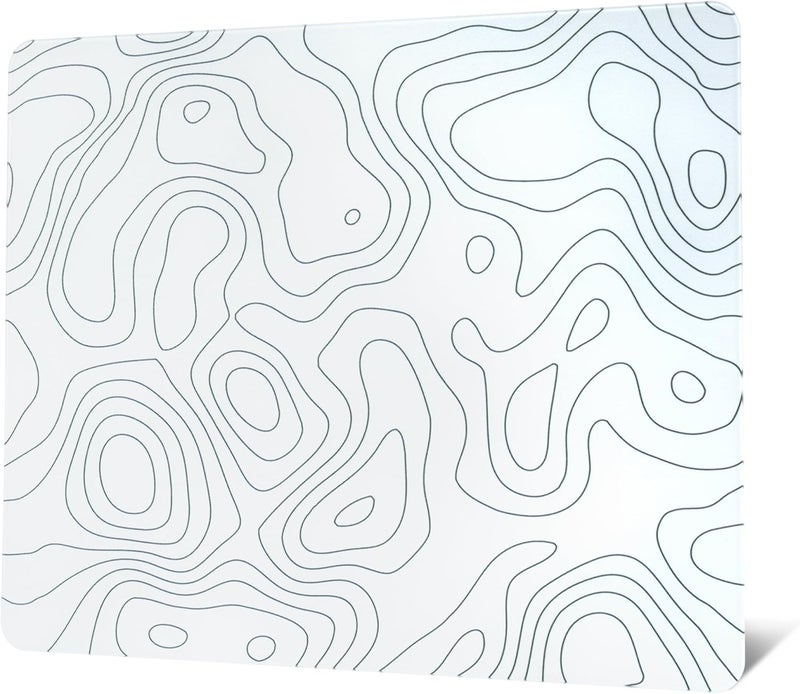 GMKWTL Glass Mousepad for Gaming, White Topographic Hard Gaming Mouse pad, Professional Large Mouse Mat 410mm*310mm, Special Glass Surface with Improved Precision and Speed - Image 1