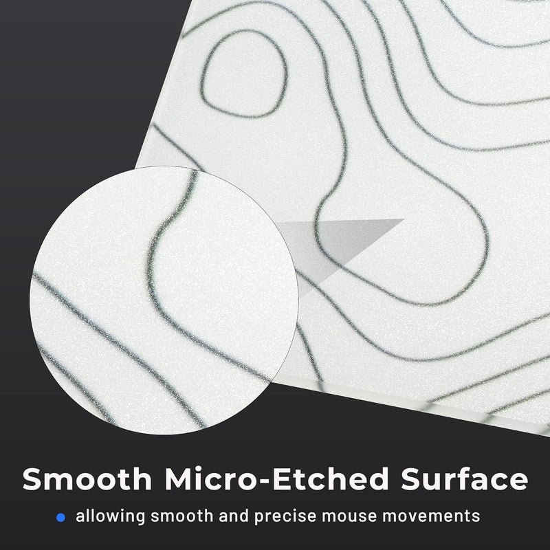 GMKWTL Glass Mousepad for Gaming, White Topographic Hard Gaming Mouse pad, Professional Large Mouse Mat 410mm*310mm, Special Glass Surface with Improved Precision and Speed - Image 4