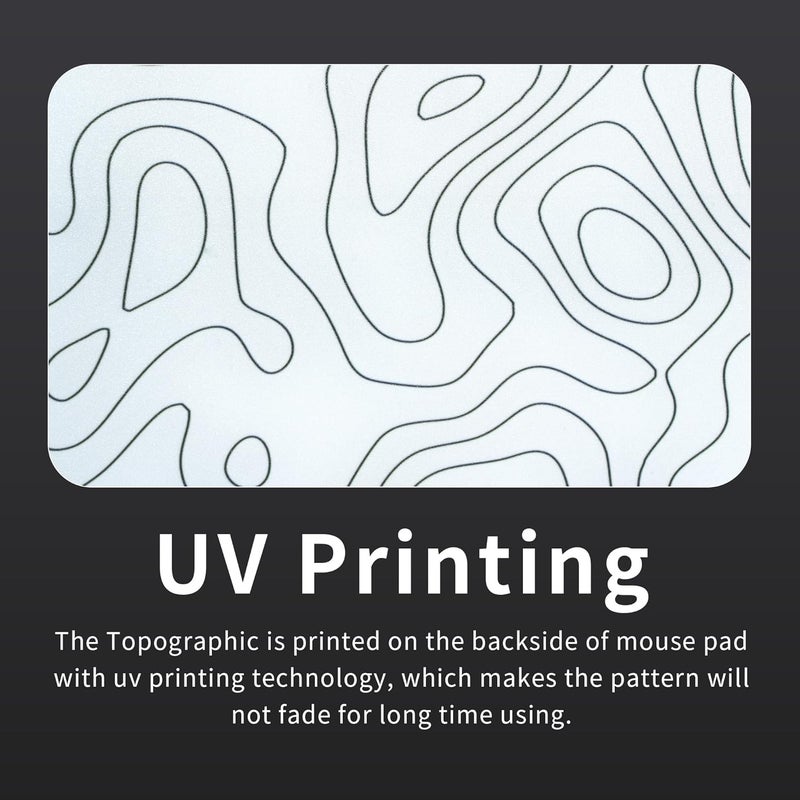 GMKWTL Glass Mousepad for Gaming, White Topographic Hard Gaming Mouse pad, Professional Large Mouse Mat 410mm*310mm, Special Glass Surface with Improved Precision and Speed - Image 3