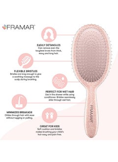 framar FRAMAR Glitter Hair Brush Detangler - Wet Hair Brush For Girls, Hair Detangler Brush, Glitter Brush Hair, Kids Hair Brush Wet, Detangle Brush, Wet Hairbrush, Wet Detangler Hair Brush - Rose Gold  - Image 4