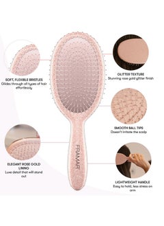 framar FRAMAR Glitter Hair Brush Detangler - Wet Hair Brush For Girls, Hair Detangler Brush, Glitter Brush Hair, Kids Hair Brush Wet, Detangle Brush, Wet Hairbrush, Wet Detangler Hair Brush - Rose Gold  - Image 2