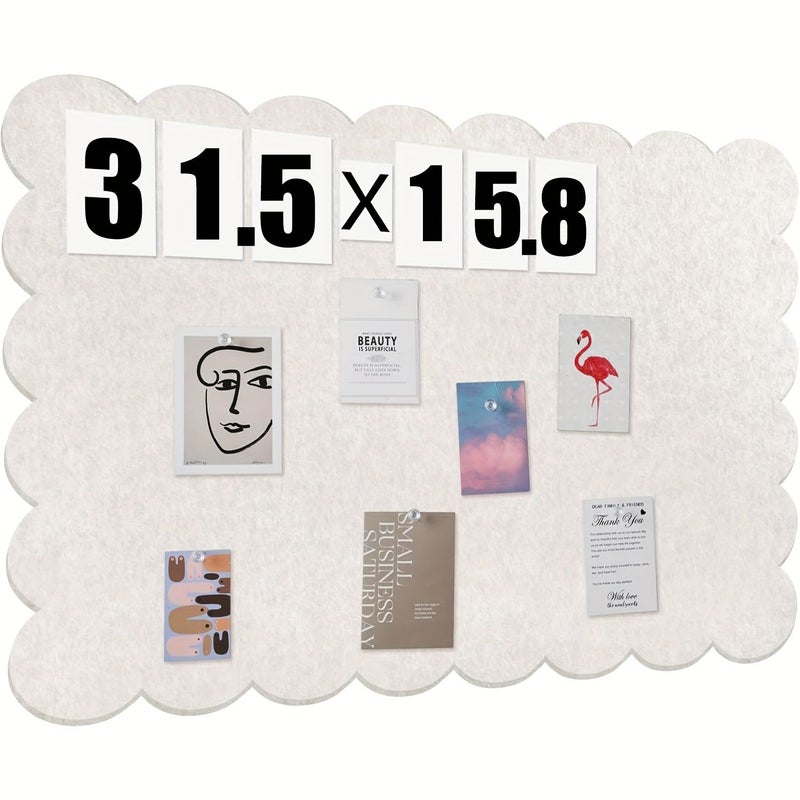 31 5 X 15 8 Inches Foldable Cork Bulletin Board Silvery Gray With Safe Removable Adhesive Tabs Scalloped Edge Design For Displaying Artwork Photos And Documents Vision Board Decor For Walls - Image 1
