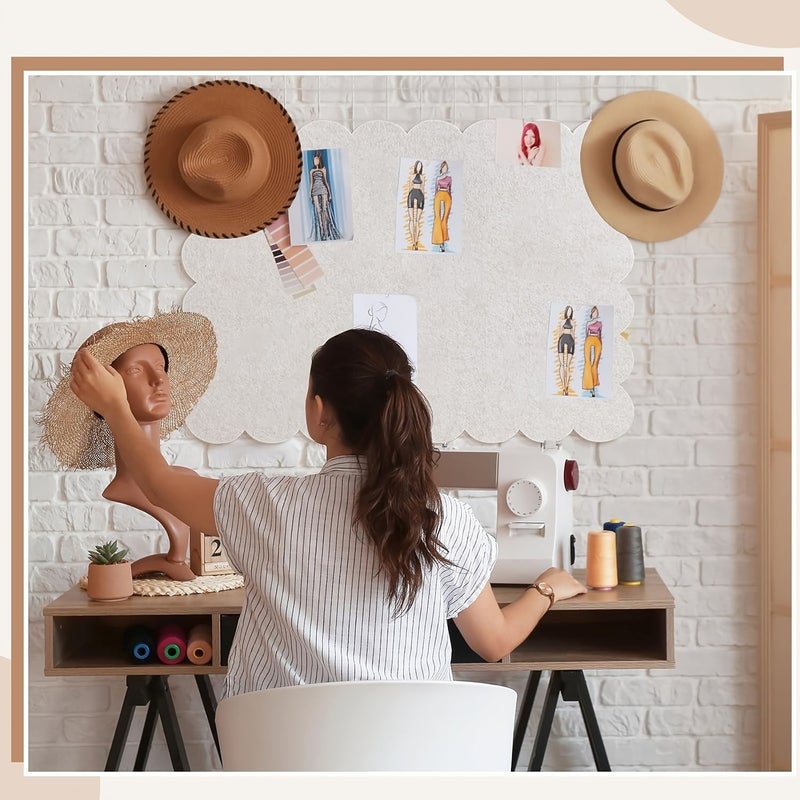 31 5 X 15 8 Inches Foldable Cork Bulletin Board Silvery Gray With Safe Removable Adhesive Tabs Scalloped Edge Design For Displaying Artwork Photos And Documents Vision Board Decor For Walls - Image 5