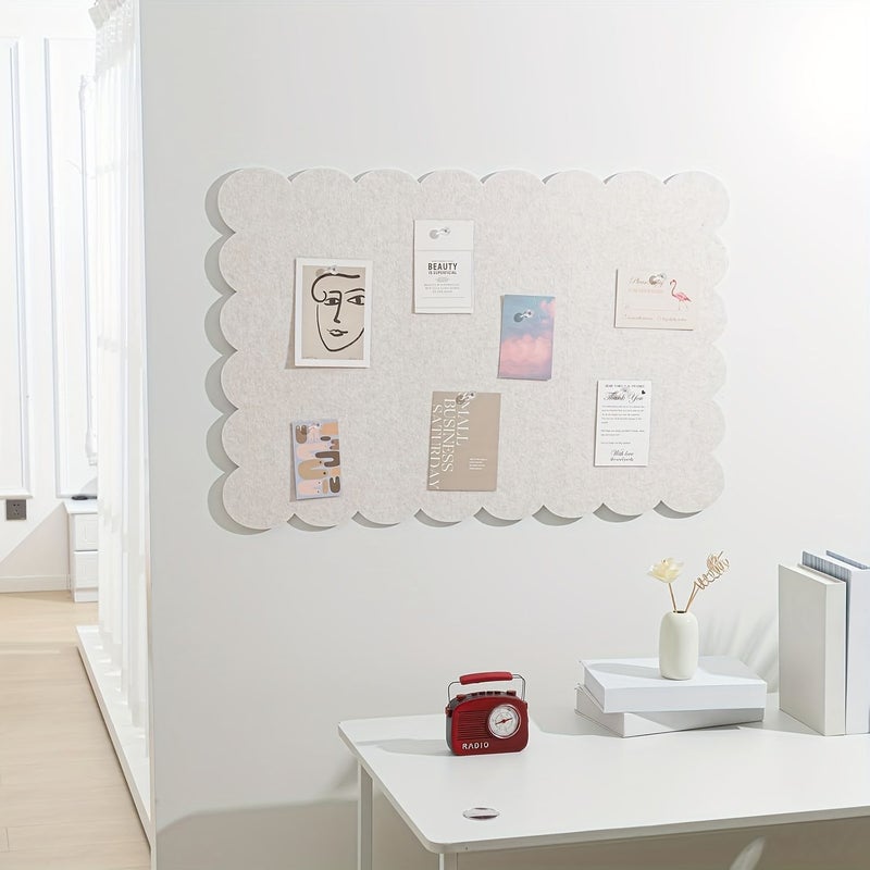 31 5 X 15 8 Inches Foldable Cork Bulletin Board Silvery Gray With Safe Removable Adhesive Tabs Scalloped Edge Design For Displaying Artwork Photos And Documents Vision Board Decor For Walls - Image 4
