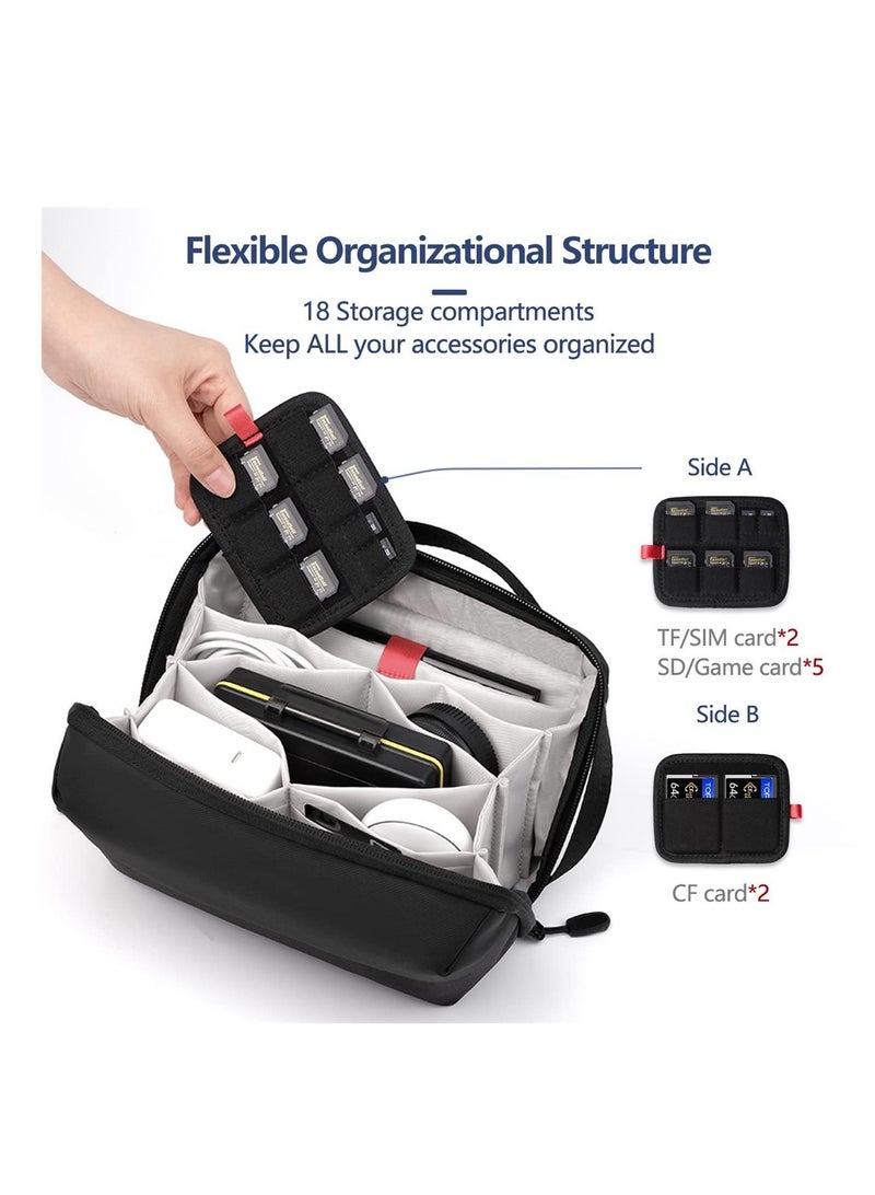 Captaintech Electronics Organizer, Waterproof Travel Accessory Handle Bag for Tech Pouch for Cables, Camera Batteries, Power Bank, SD TF Cards, Black - Image 3