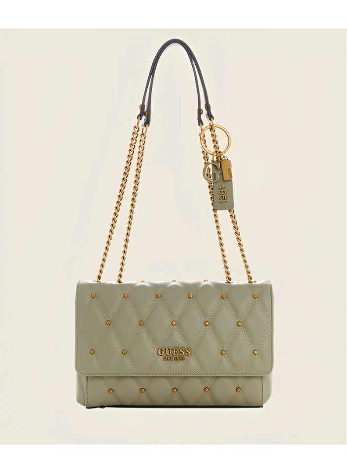 Guess Olive Green Quilted Shoulder Bag for Women - Image 1