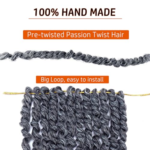 Dorsanee Pre-twisted Passion Twist Hair 10 Inch 8 packs Short Passion Twist Crochet Hair Pre-looped Crochet Braids for Women Kids Gray Passion Twists Synthetic Curly Crochet Hair Extensions 1B/Gray - Image 5