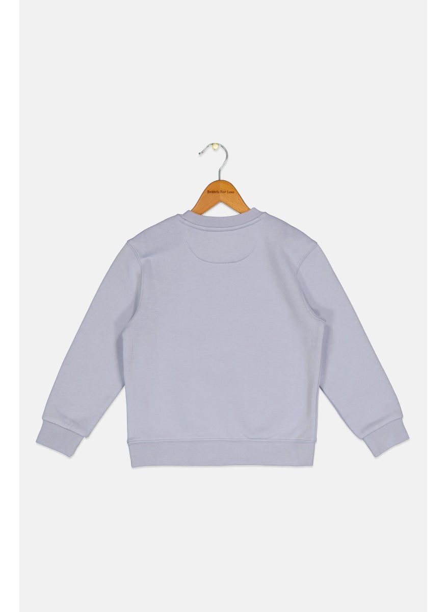 ESPRIT Kids Boy Graphic Printed Long Sleeve Sweatshirt, Lavender  - Image 2