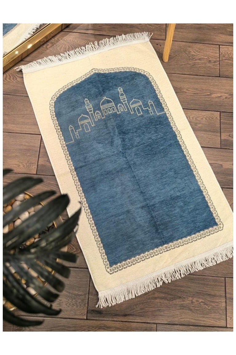سجادة صلاة مخملي ناعم- ازرق