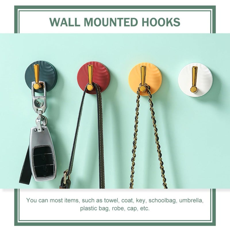 Wall Mounted Key Holder Hooks Set 4Pcs No Nails Decorative Door Hanger Multi Color Home Entryway Storage - Image 4
